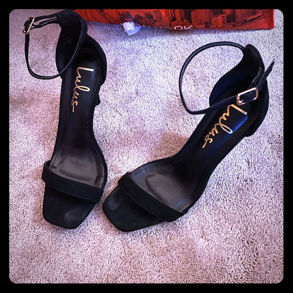 Black ankle strap heels